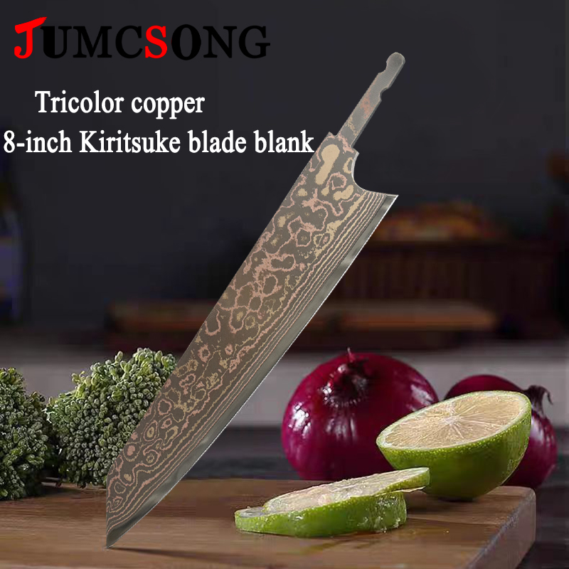 Kitchen Gadgets Wholesale - JUMCSONG Tricolor Koper Kiritsuke Blade Blank