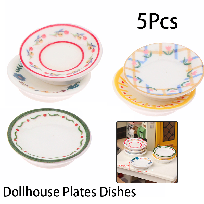 Kitchen Gadgets Wholesale - 5 Stuks 1/12 Poppenhuis Mini Platen