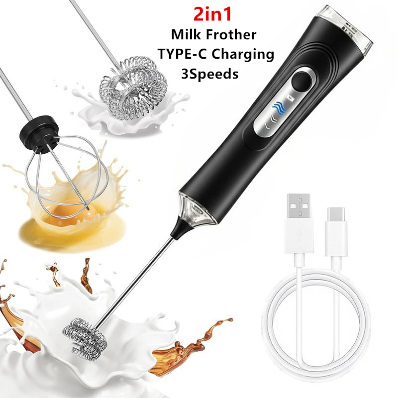 Healthy Kitchen Gadgets - Elektrische Melkopschuimer + Eierklopper Draadloos Type-C