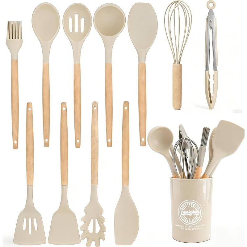 Kitchen Gadgets And Appliances - Houten handvat siliconen keukengerei set 14-delig