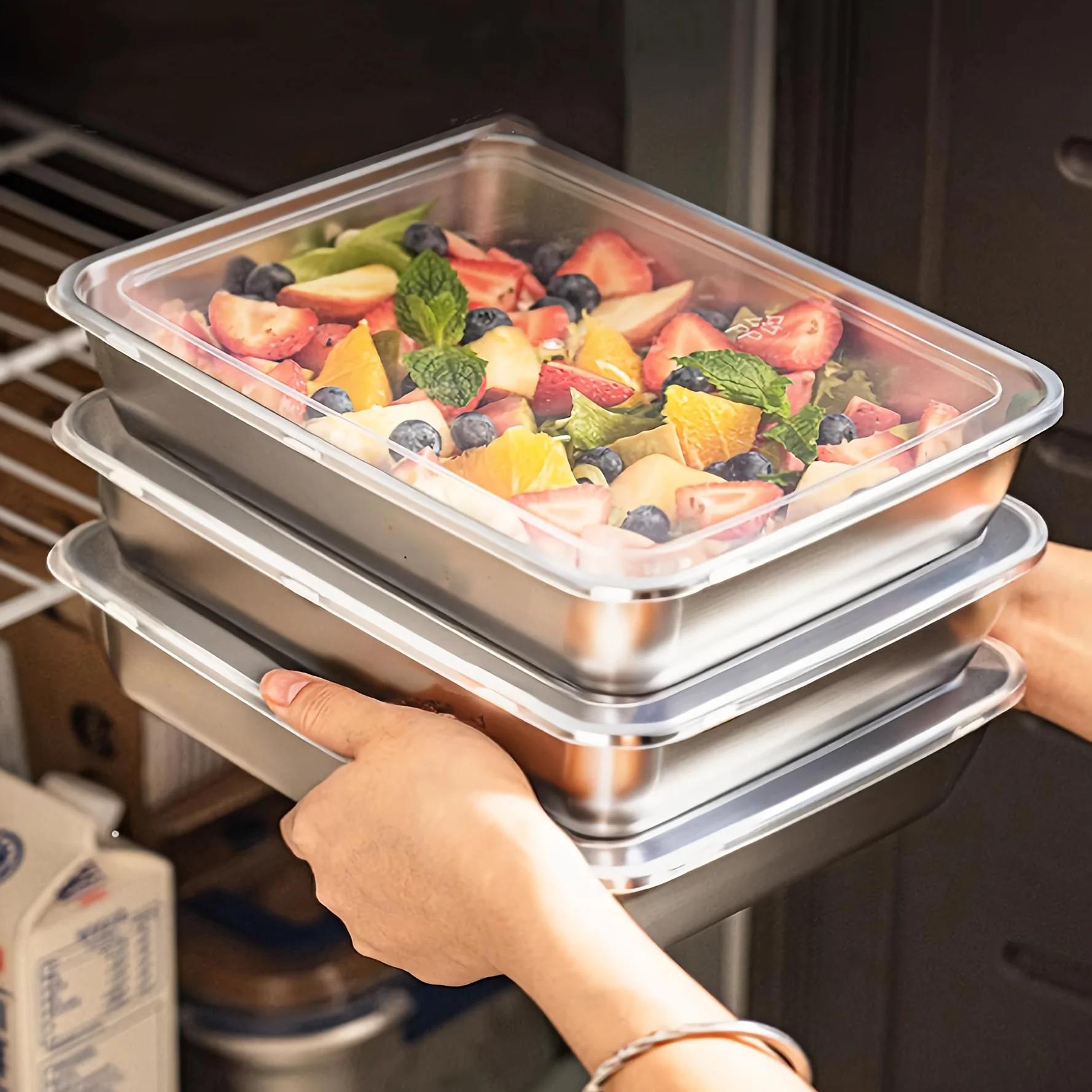 Kitchen Gadgets Wholesale - 3-delige RVS voedselcontainers & lunchbox, lekvrij