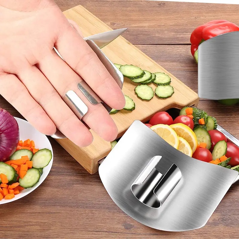 Kitchen Hand Gadgets - 1-6 stuks roestvrijstalen vingerbeschermer, anti-snij vingerbescherming,